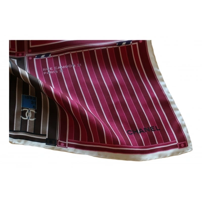 Pre-owned Chanel Silk Scarf In Burgundy