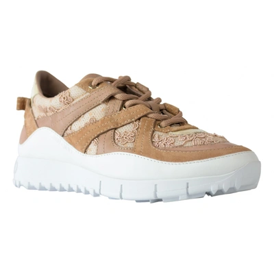 Pre-owned Jimmy Choo Leather Trainers In Brown