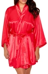 Icollection Satin Robe In Red
