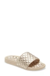 Apl Athletic Propulsion Labs Lusso Quilted Slide Sandal In Metallic Champagne