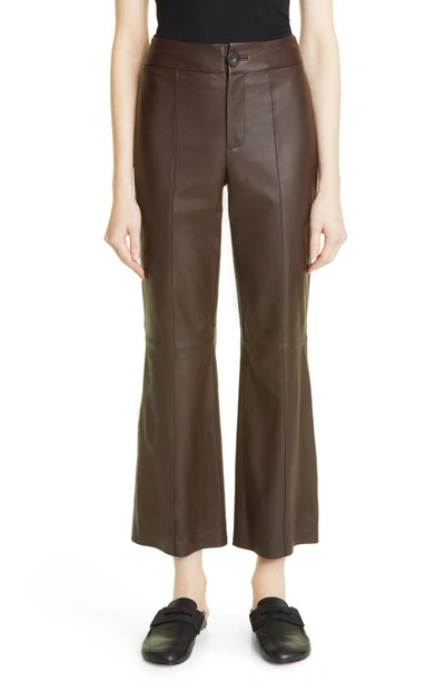 Vince Leather Flared Pants In 242dkm-dk Mahogany