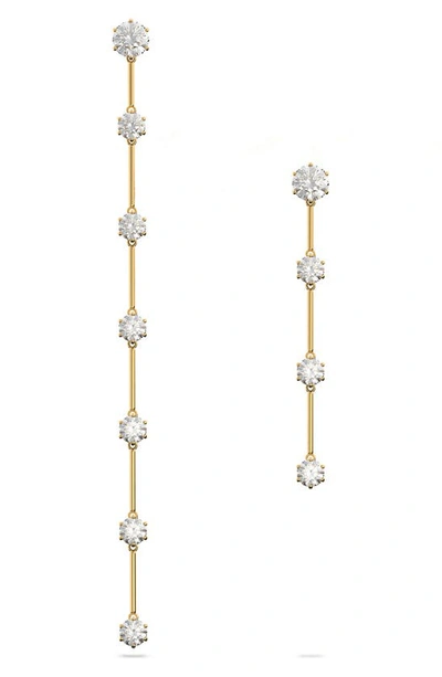 Swarovski Constella Crystal Asymmetrical Linear Drop Earrings In Gold Tone In White
