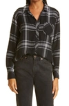 Rails Hunter Plaid Flannel Button-down Shirt In Slate Black Ivory With Lurex