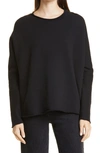 Frank & Eileen Capelet Cotton Sweater In Black