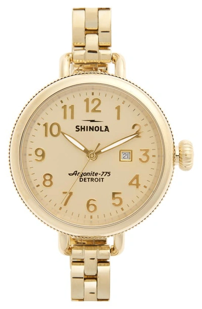 Shinola 'the Birdy' Bracelet Watch, 34mm In Gold