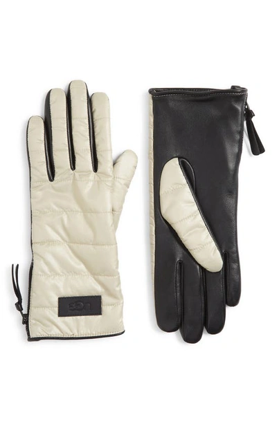 Ugg Faux Fur Lined Quilted Gloves In Ivory