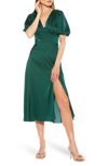 Alexia Admor V-neck Puff Sleeve Midi Dress In Emerald