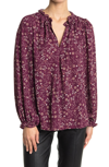 Max Studio Printed Crepe Long Sleeve Top In Curdufls