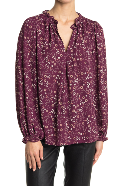 Max Studio Printed Crepe Long Sleeve Top In Curdufls