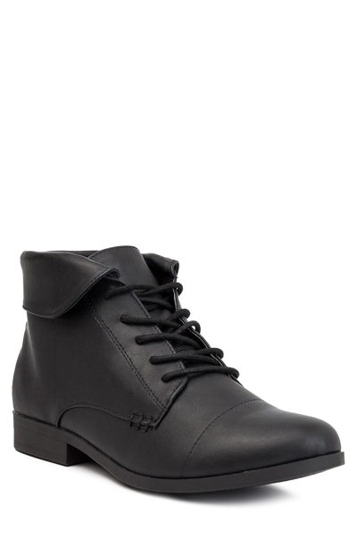 London Fog Women's Clora Lace-up Bootie Women's Shoes In Blk Smooth Wide