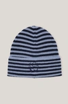 Ganni Striped Cashmere-wool Blend Beanie Hat In Sky Captain  display picture 1