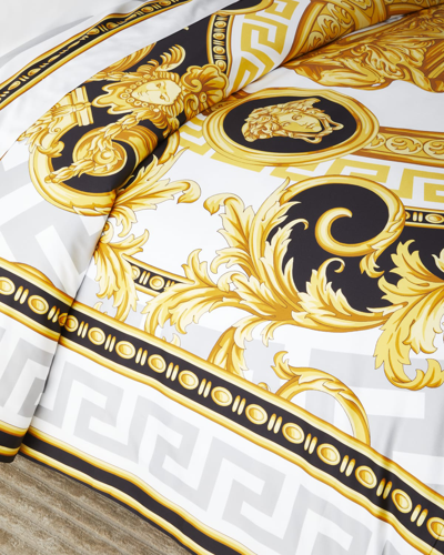 Versace La Coupe Des Dieux King Duvet Cover In Grey White Gold