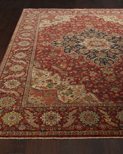 Exquisite Rugs Royal Garden Serapi Rug, 10' X 14' In Red Pattern