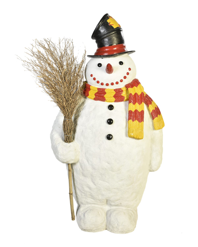 Barcana Live Form Snowman With Broom And Top Hat Outdoor Christmas Decoration, 74"