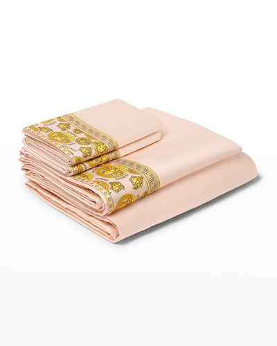 Versace Home Collection Medusa Amplified King Bed Set In Pink-gold
