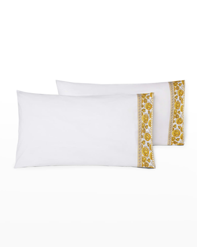 Versace Home Collection Medusa Amplified King Pillowcases, Set Of 2 In White Gold