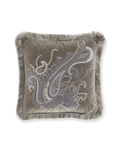 Etro Kasbeth Embroidered Pillow With Fringe, 18x18 In Smoke