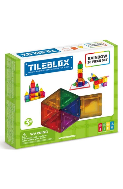 Magformers Kids' Tileblox 30-piece Rainbow Magnetic Construction Set In Multi
