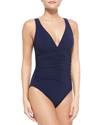 Karla Colletto Ruch-front Underwire One-piece In Navy