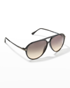 Tom Ford Men's Samson Aviator Sunglasses In 01b Black/grey