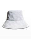 Isabel Marant Loiena Logo Denim Bucket Hat In Light Blue
