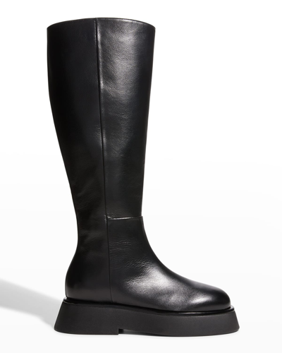 Wandler Rosa Calfskin Tall Zip Boots In Black