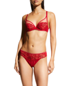 Simone Perele Bloom Sheer Plunge Underwire Bra In Opera Red