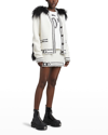 Dolce & Gabbana Logo Striped Trim Cardigan W/ Faux-fur Back In Hemmed Wht