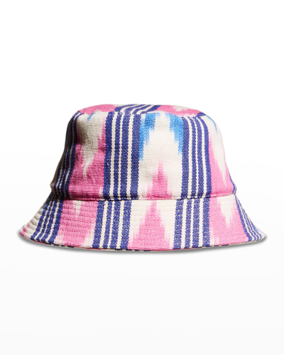 Isabel Marant Haley Stripe Printed Canvas Bucket Hat In Ecru