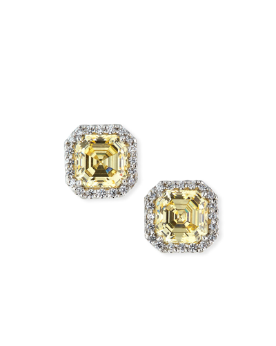 Fantasia By Deserio Canary Cubic Zirconia Stud Earrings