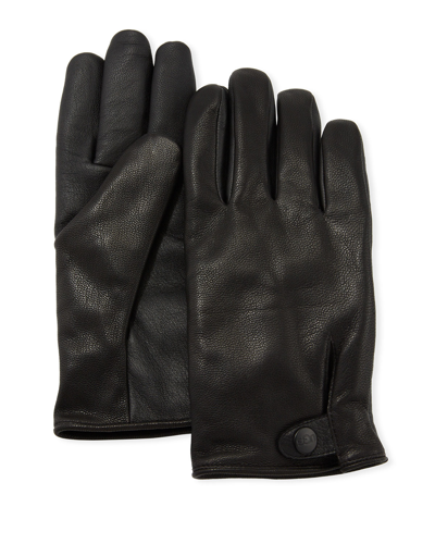 Ugg Men's Tabbed-splice Vent Leather Gloves In Black