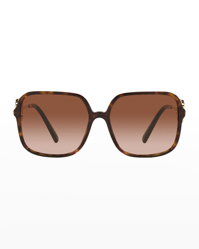 Valentino Vlogo Square Acetate Sunglasses In Brown
