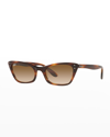 Ray Ban 52mm Transparent Cat Eye Sunglasses In Striped Havana/ Brown
