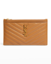 Saint Laurent Monogramme Grain De Poudre Bill Pouch Wallet In Naturel Dark