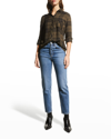 Rails Hunter Shirt Olive Shadow With Flocked Stars In Olive Shadow With