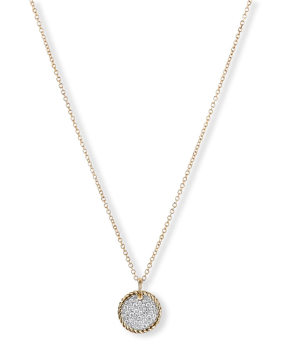David Yurman Pave Plate Pendant Necklace With Diamonds And 18k Gold