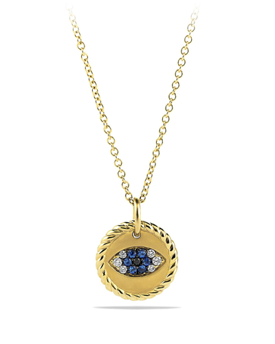 David Yurman Evil Eye Charm Pendant Necklace With Sapphires And Diamonds In Gold