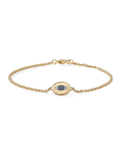 David Yurman Evil Eye Charm Bracelet With Sapphires And Diamonds, Adjustable In Gold