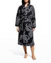 Desmond & Dempsey Belted Cotton-terry Jacquard Robe In Navy