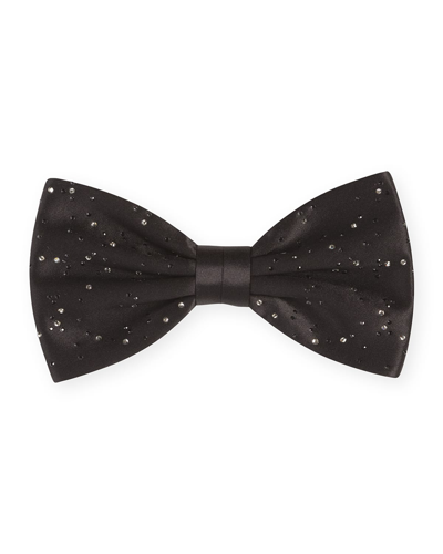 Stefano Ricci Men's Crystal Satin Bow Tie In Black