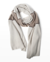 Portolano Stripe Cashmere Wrap Scarf In Natural White/dk