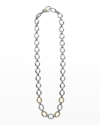 LAGOS CAVIAR LUX TWO-TONE THREE PAVE DIAMOND STATION OVAL LINK NECKLACE,PROD244110522