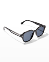 Fendi Men's Round Acetate Sunglasses In 01v Black/blue