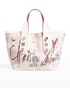 Christian Louboutin Frangibus Typographic Printed Crossbody Tote Bag In P653 Poupee Gold