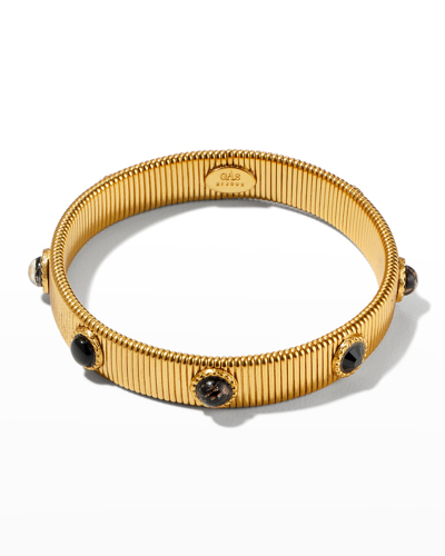 Gas Bijoux Multi-stone Stretch Bracelet In Gold Multi Black