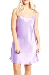 Icollection Satin Chemise In Lavender