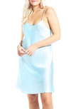 Icollection Satin Chemise In Light-blue