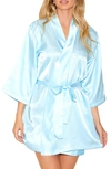 Icollection Satin Robe In Light-blue