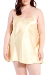 Icollection Satin Chemise In Gold