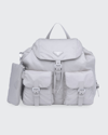 Prada Vela Medium Recycled Nylon Backpack In Slate